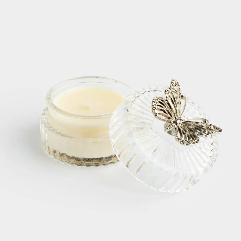 Свеча ароматическая, 7 см, в подсвечнике, с крышкой, стекло/металл, Apple & Peach, Butterfly, image-4