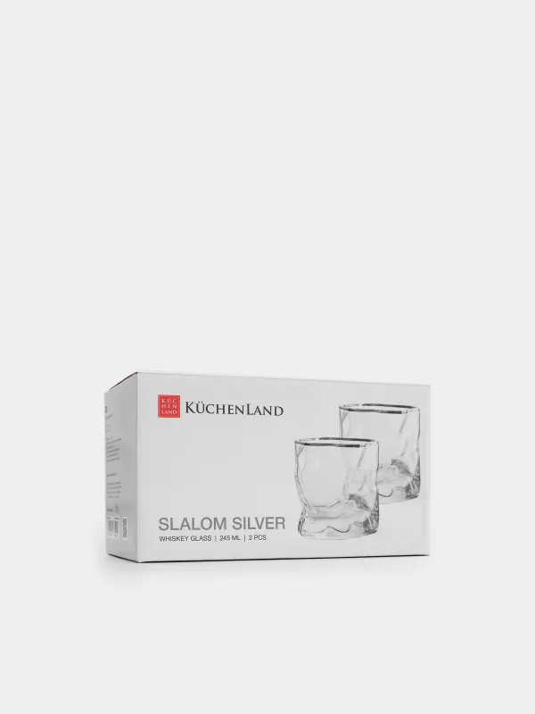 Стакан для виски, 245 мл, 2 шт,  с серебристым кантом, Slalom silver, image-4