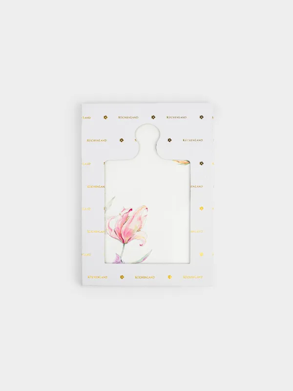 Подставка под горячее, 17x24 см, с ручкой, керамика/пробка, белая, Цветы, Night flower, image-5