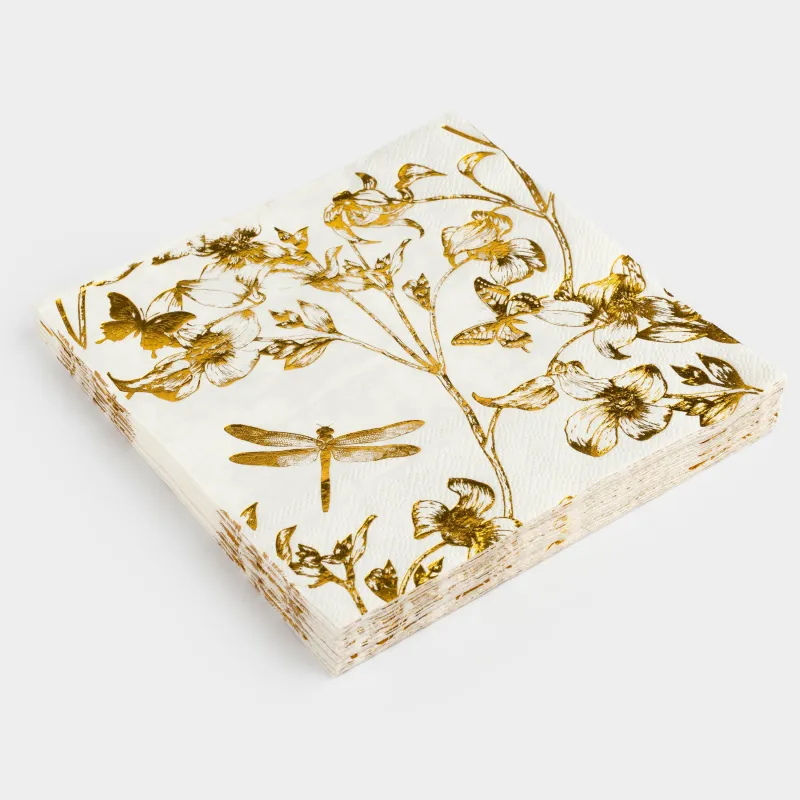 Салфетки бумажные, 33х33 см, 20 шт, квадратные, белые, Цветы, Flower garden, image-1