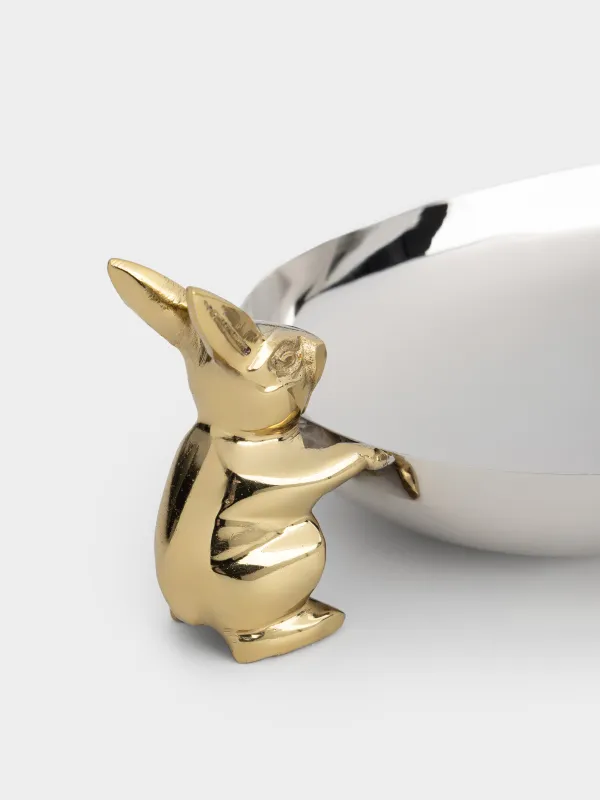 Блюдо декоративное, 16х12х3 см, сталь/латунь, серебристо-золотистое, Кролик, Fantastic, image-3