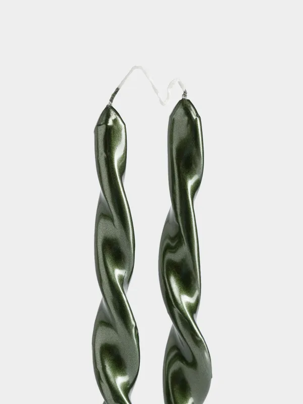 Свеча, 30 см, 2 шт, тонкая, с общим фитилем, Спираль, Spiral shape, image-1