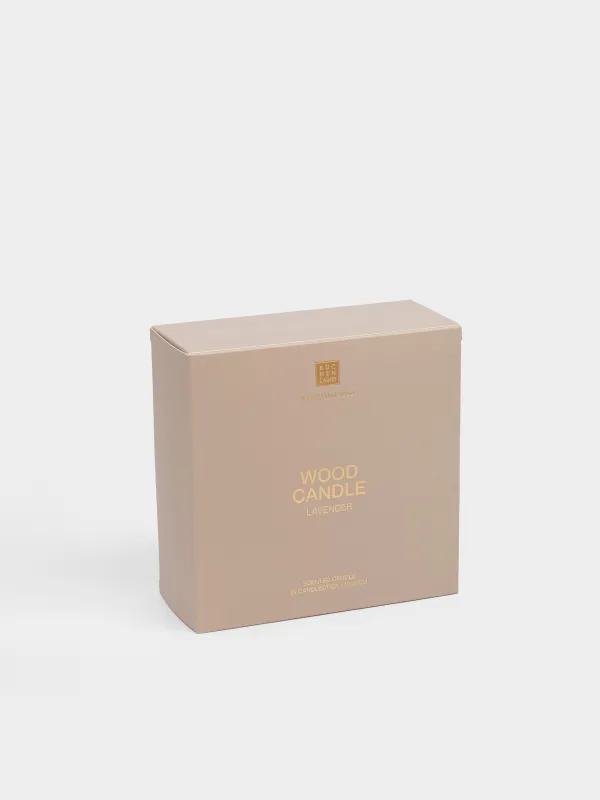 Свеча ароматическая, 15 см, в подсвечнике, дерево, Lavender, Wood candle, image-5