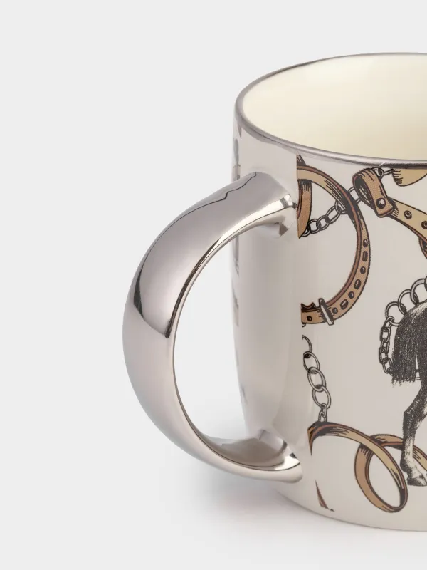 Кружка, 380 мл, фарфор N, серо-серебристая, Лошадь, Horse silver, image-2
