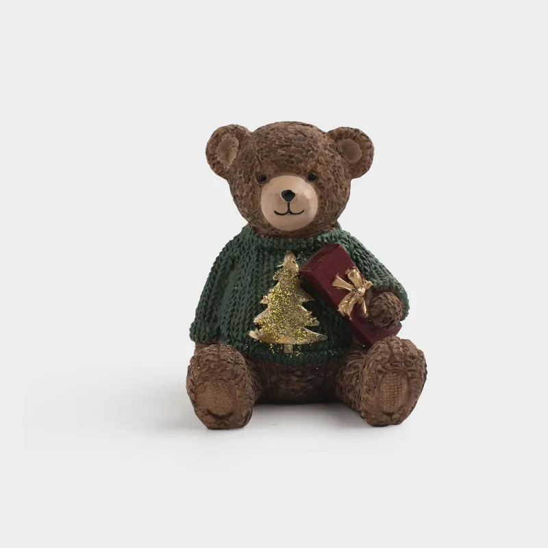Статуэтка, 10 см, полирезин, коричневая, Медвежонок в свитере, Figure christmas