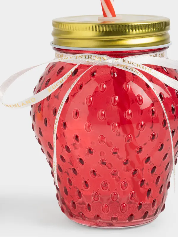 Банка для напитков, 450 мл, с трубочкой, Клубника, Summer drink, image-2