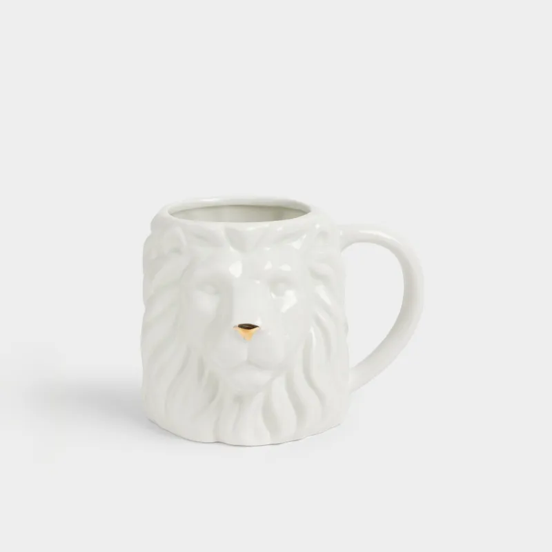 Кружка, 670 мл, фарфор P, молочно-золотистая, Лев, Leo