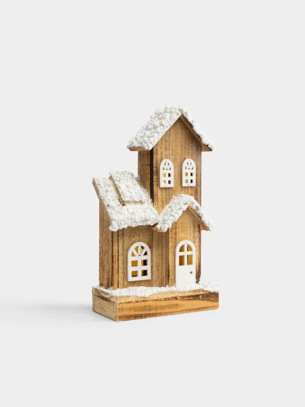 Статуэтка с подсветкой, 19х33 см, Заснеженный дом, Touch winter, image-1