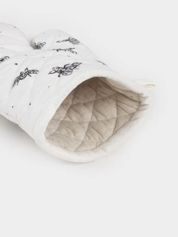 Прихватка-варежка, 17х33 см, хлопок, белая, Пчелы, Honey, image-5