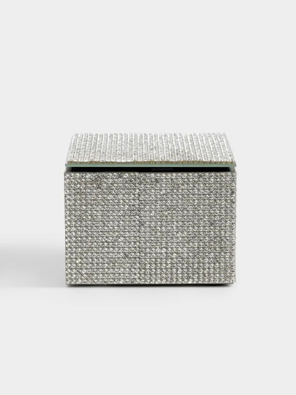 Шкатулка для украшений, 9х9 см, стекло, Серебристые кристаллы, Glossy crystal, image-4