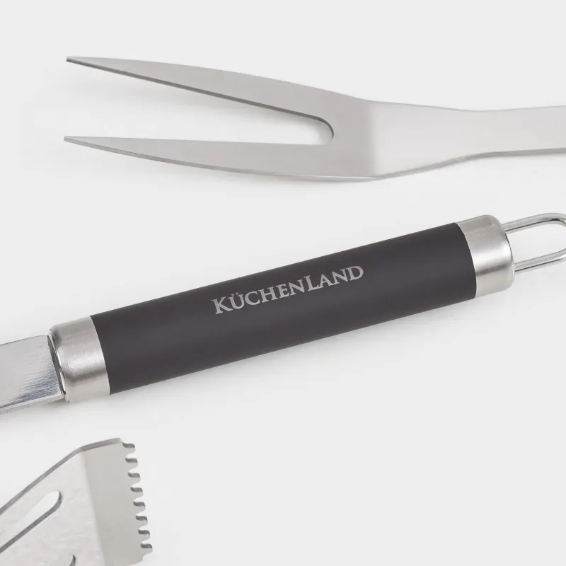 Набор для барбекю, 3 пр, в кожаном чехле, сталь/пластик/экокожа, BBQ, image-4