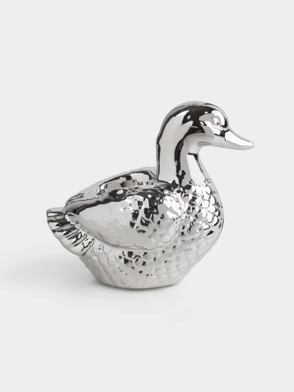 Подставка для зубочисток, 10 см, керамика D, серебристая, Утка, Harmony, image-0