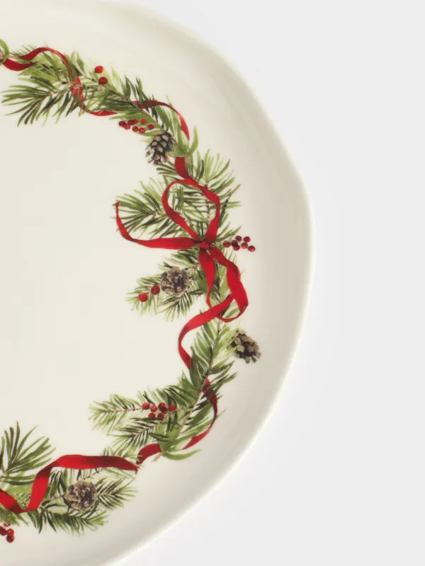 Тарелка обеденная, 26 см, фарфор N, белая, Шишки и рябина, Rowan delice, image-1