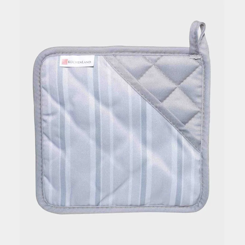 Подставка-прихватка, 18x18 см, силикон/хлопок, квадратная, серая, Полоска, Bakery