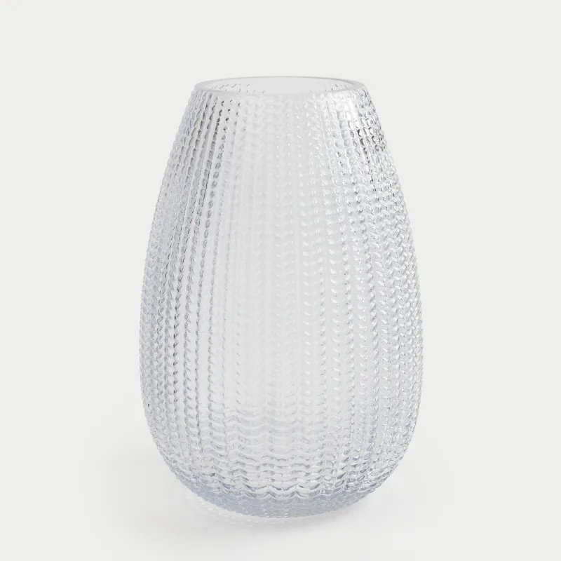 Ваза для цветов, 25 см, стекло, серо-голубая, Fantasy