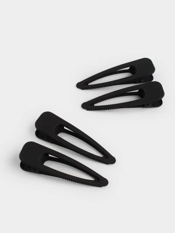 Заколка для волос, 8 см, 4 шт, металл, черная, Basic, image-2