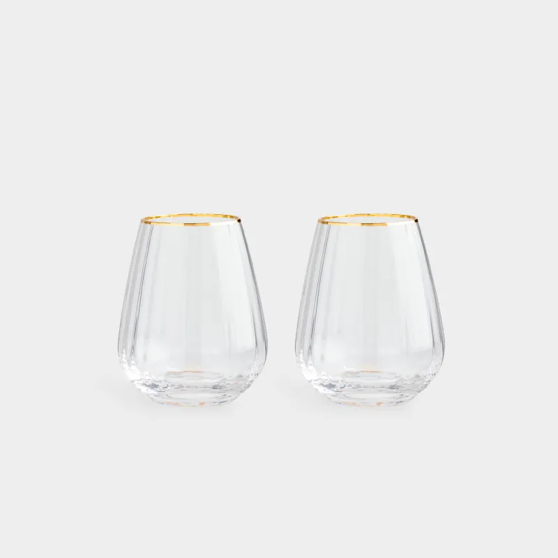 Стакан, 11 см, 430 мл, 2 шт, стекло, с золотистым кантом, Glyfada