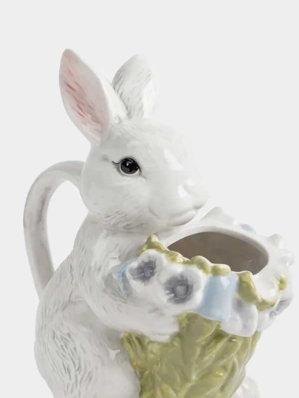 Кувшин, 540 мл, керамика D, серый, Кролик с букетом цветов, Easter, image-3