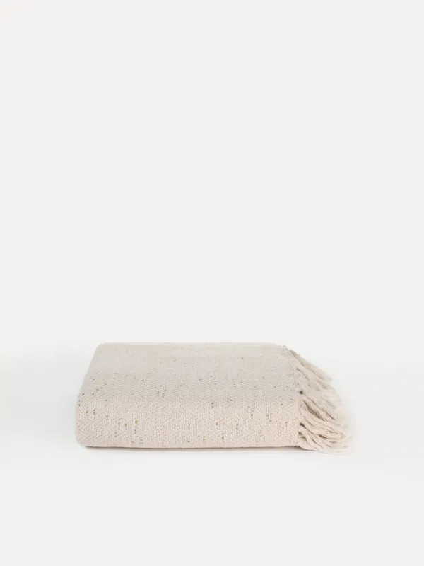 Плед, 130x170 см, с бахромой, хлопок/люрекс, бежевый, Зигзаги, Strike, image-4