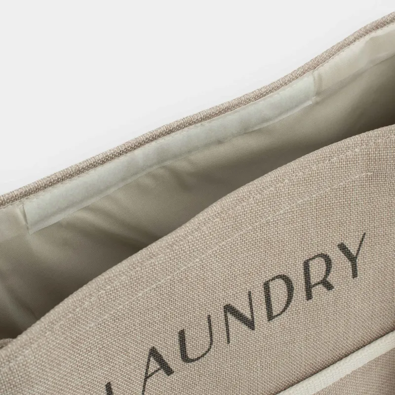 Сумка для хранения белья, 56x29 см, с ручками, полиэстер, прямоугольная, бежевая, Laundry, image-4