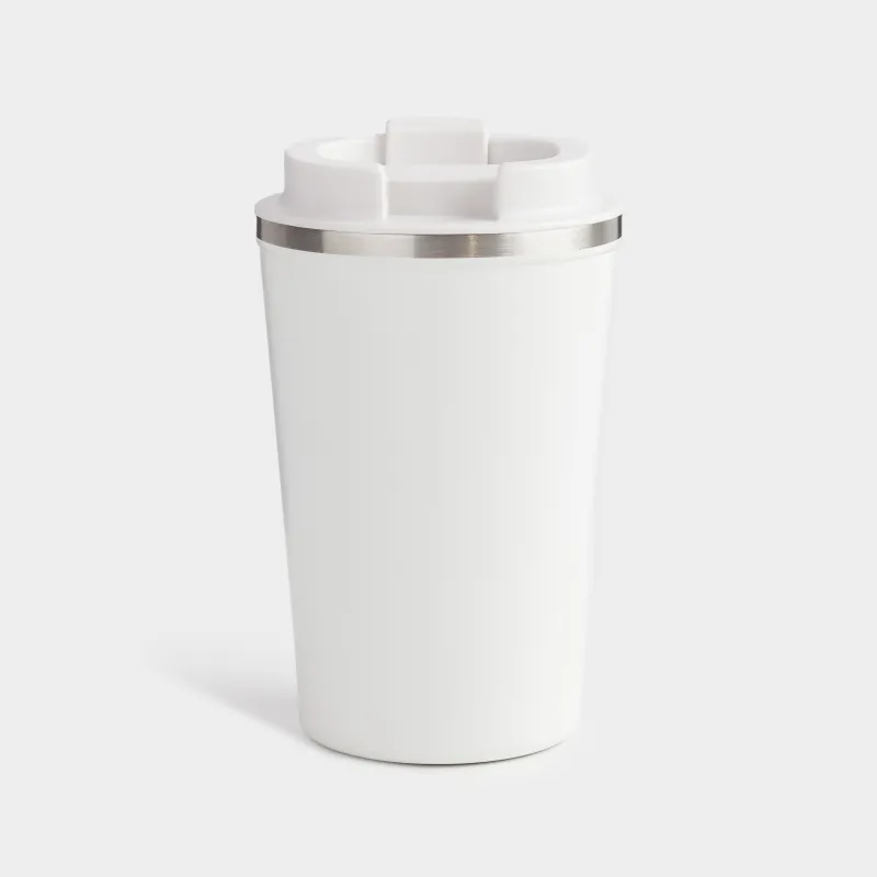 Термокружка, 350 мл, сталь/пластик, белая, с надписью, Coffee time, image-2