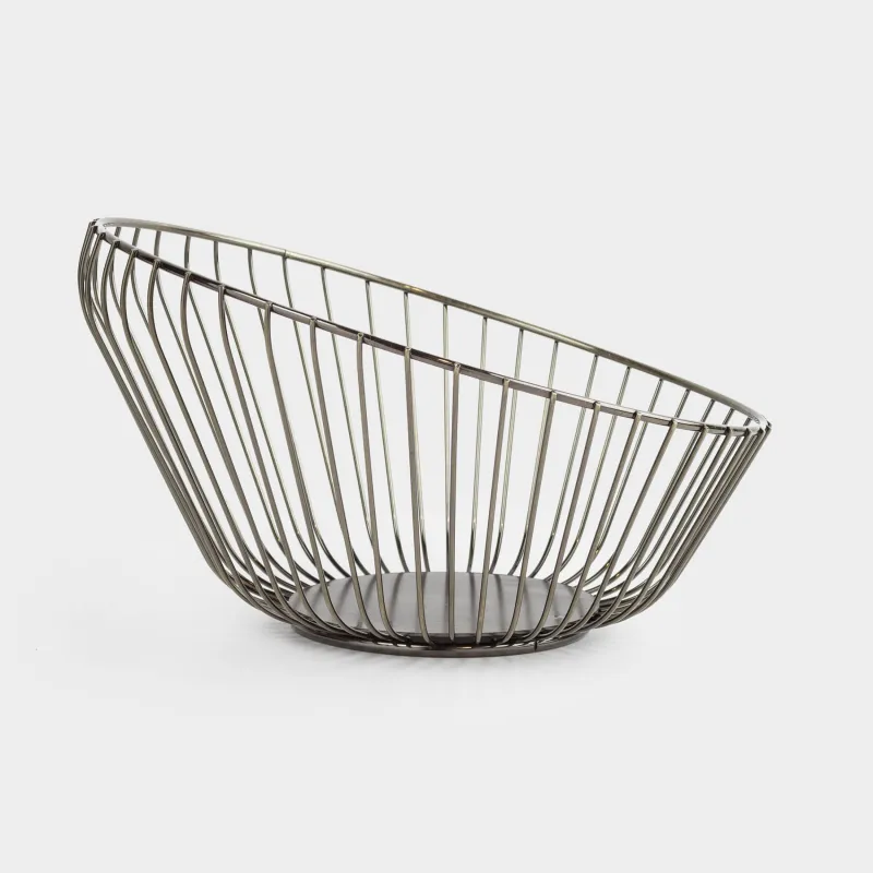 Корзина для фруктов, 25 см, металл, черно-бронзовая, Прутья, Twist black