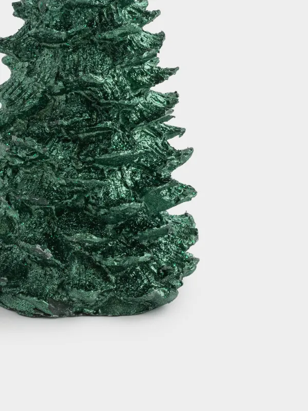 Свеча, 5x9 см, с блестками, зеленая, Елка, Fir candle, image-2