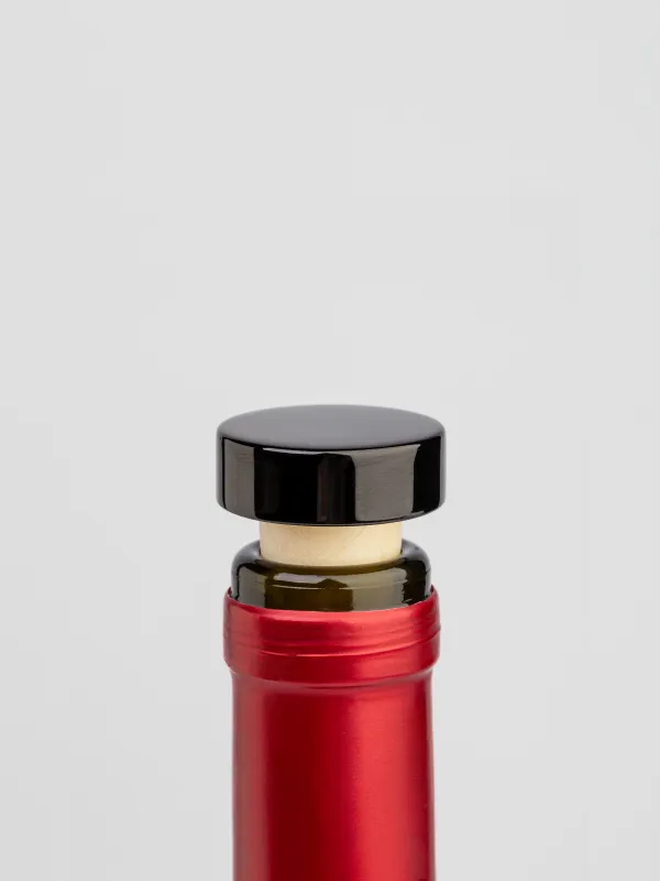 Пробка для винной бутылки, 3 см, пробка/металл, черная, Button, image-4