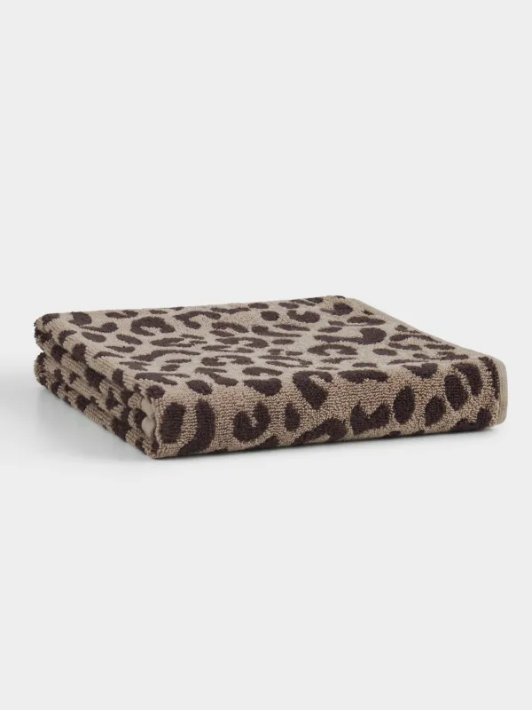 Полотенце, 70х140 см, хлопок, коричневое, Леопардовый принт, Leopard cotton, image-0