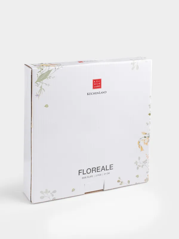 Тарелка закусочная, 21 см, 2 шт, фарфор N, белая, Цветы и листья, Floreale, image-6