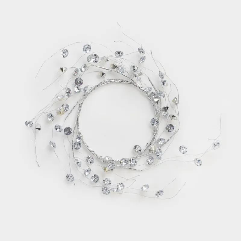 Венок для свечи, 9/16 см, пластик/металл, серебристый, Кристаллы, Crystal decor