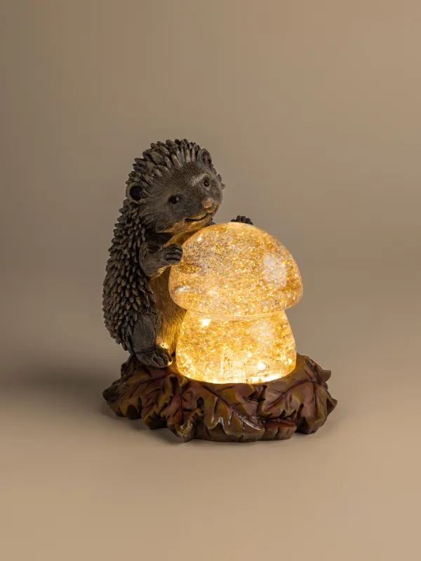 Снежный фонарь, 16 см, с подсветкой, Еж с грибом, Hedgehog, image-4