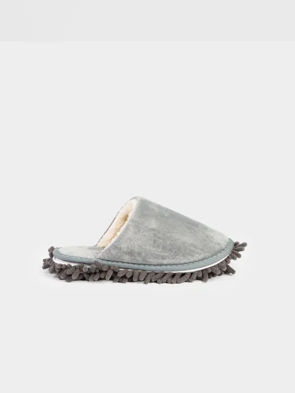 Тапочки-полотеры, 28 см, со съемной подошвой, микрофибра, серые, Clean, image-0