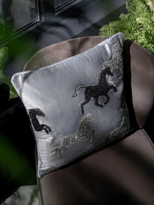 Подушка декоративная, 50х50 см, с бисером, Лошади, Horse, image-3