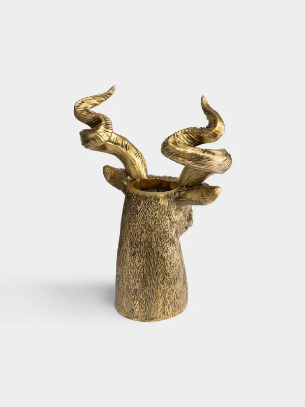 Ваза декоративная, 40 см, Голова козла, Goat gold, image-1