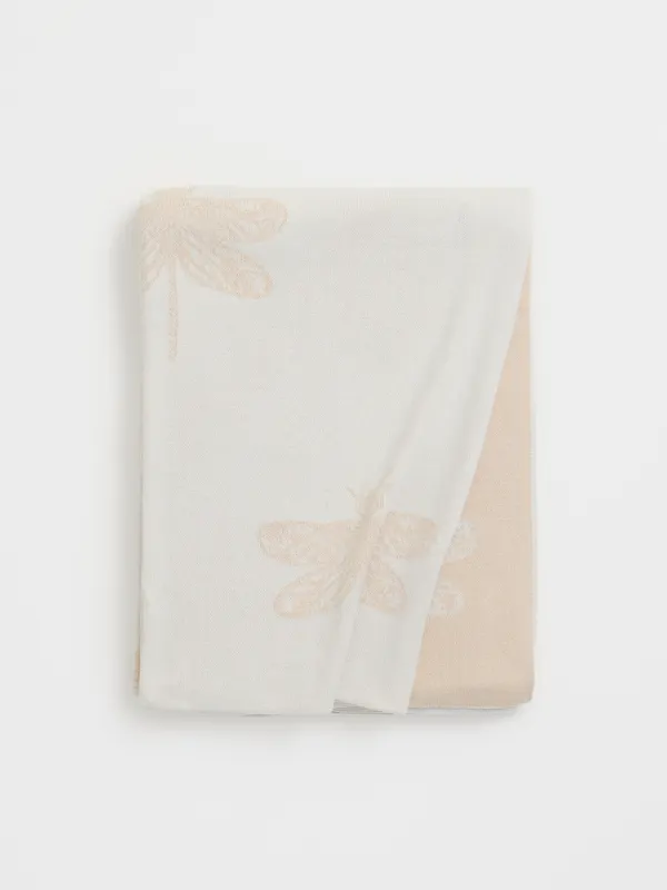 Плед, 130х170 см, двусторонний, хлопок, песочный, Стрекозы, Dragonfly, image-0