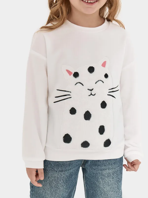Свитшот для девочек, молочный, Kaisa, image-1