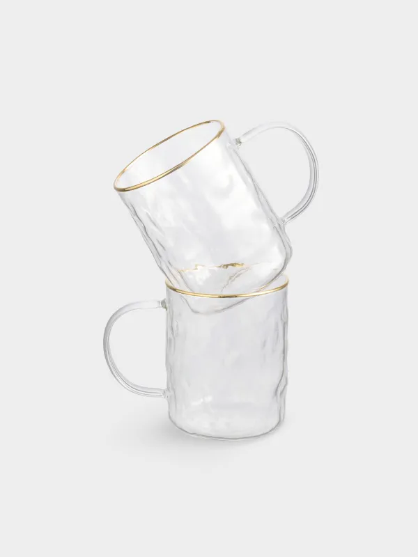 Кружка, 400 мл, 2 шт, с золотистым кантом, Ripply gold, image-0