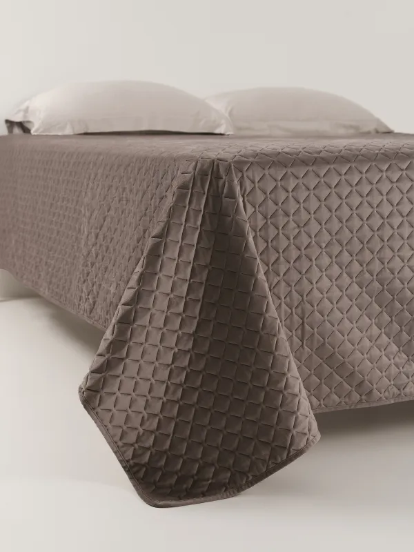 Покрывало, 220х240 см, стеганое, вельвет/микрофибра, сиреневое, Stitch velvet, image-4