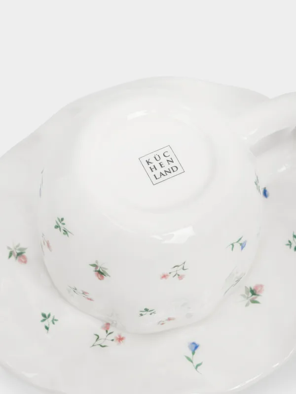 Пара чайная, 1 перс, 2 пр, 410 мл, керамика D, молочная, Нежные цветы, El flora, image-3