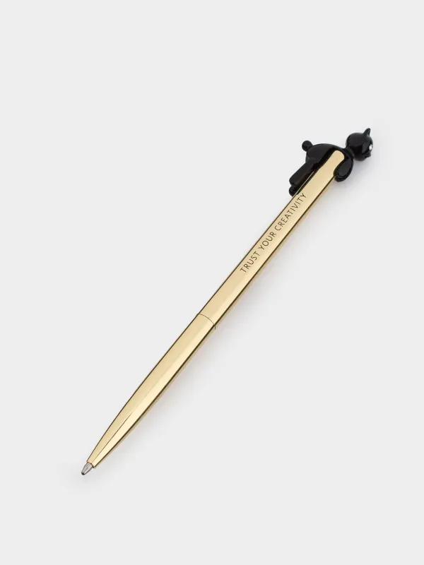 Ручка шариковая, с фигуркой, золотистая, Draw figure, image-2