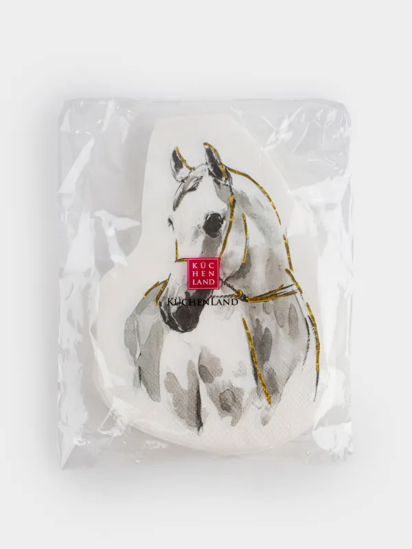 Салфетки бумажные, 21х30 см, 20 шт, фигурные, белые, Лошадь, Horse sketch, image-4