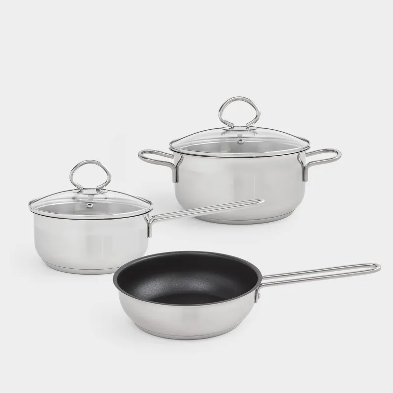 Набор посуды, 3 пр, сталь/стекло, Egoist lite