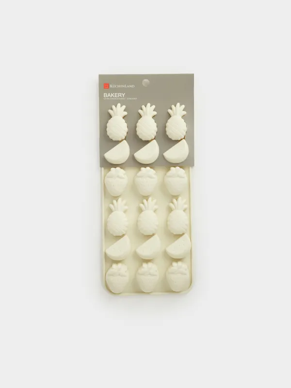 Форма для льда и шоколада, 23х10 см, 18 отд, силикон, молочная, Фрукты, Bakery, image-4