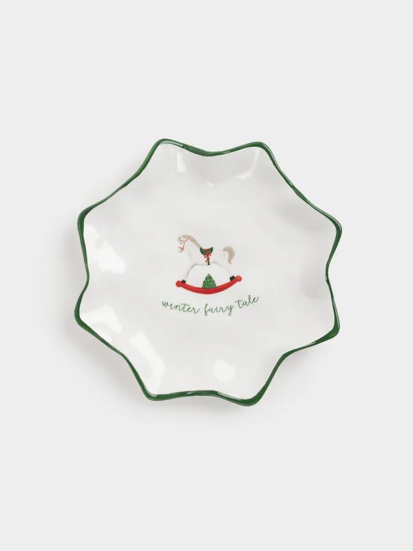 Блюдо, 20 см, керамика D, Лошадка, Сhristmas green, image-0