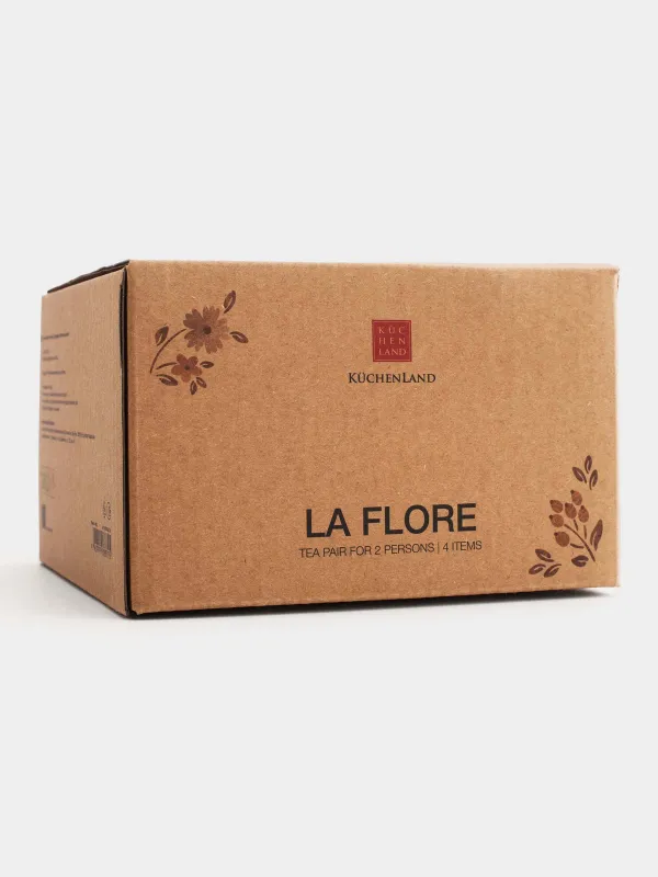 Пара чайная, 2 перс, 4 пр, 180 мл, фарфор N, белая, Винтажные цветы, La flore, image-4