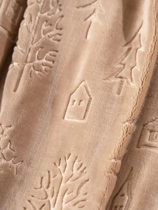 Плед, 130х170 см, фланель, бежевый, Дома и ели, Flannel, image-2