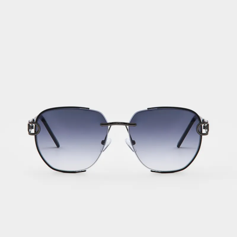 Очки солнцезащитные, сталь/пластик, квадратные, черные, Eyewear