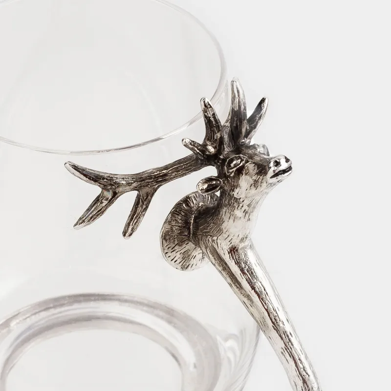 Кружка, 400 мл, стекло/металл, Серебристый олень, Lux elements, image-5