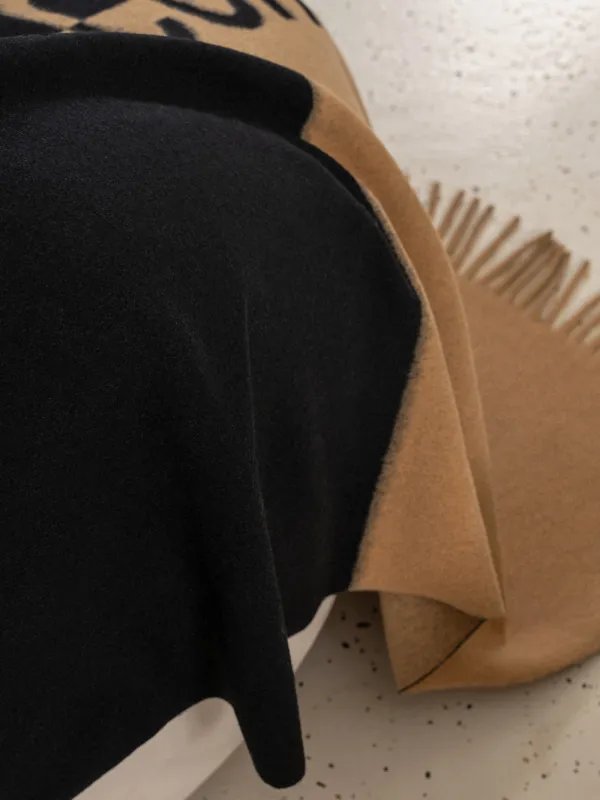 Плед, 130х170 см, с бахромой, полиэстер, бежево-черный, Comfort, Soft home, image-3